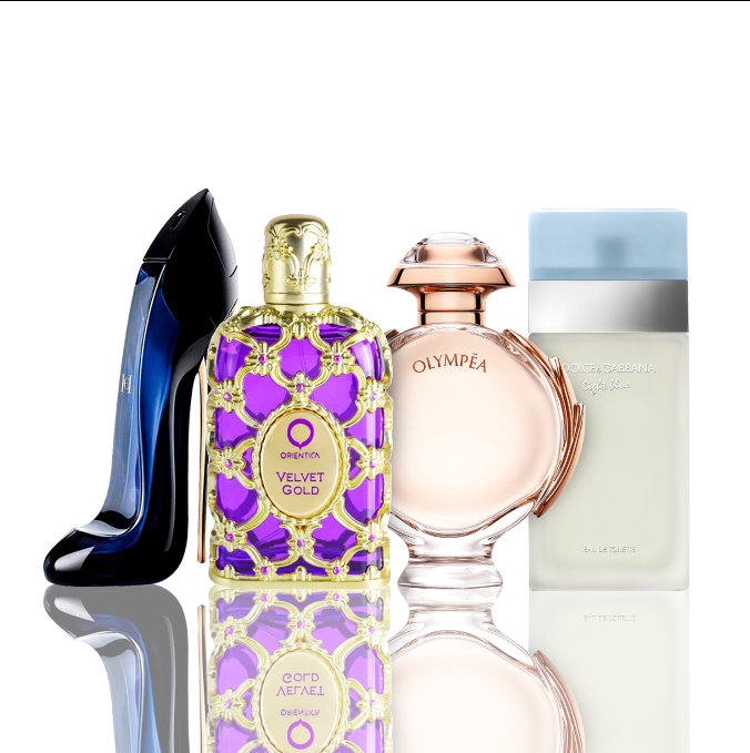Zestaw 4 perfum | Light Blue + Orientica Velvet Gold + Good Girl + Olympea 100 ml