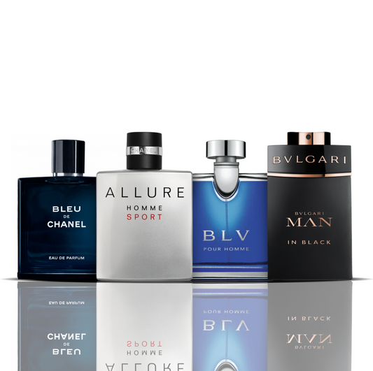 Zestaw 4 perfum | Bleu de Chanel + Allure Sport + BLV + Bvlgari Man in Black 100 ml